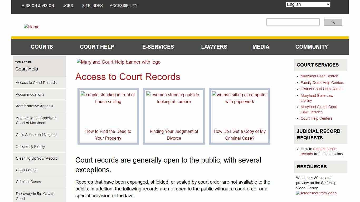 Access to Court Records Maryland Courts